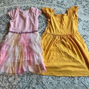 Cat & Jack Yellow and Pink Tiered Sprakly Dresses
